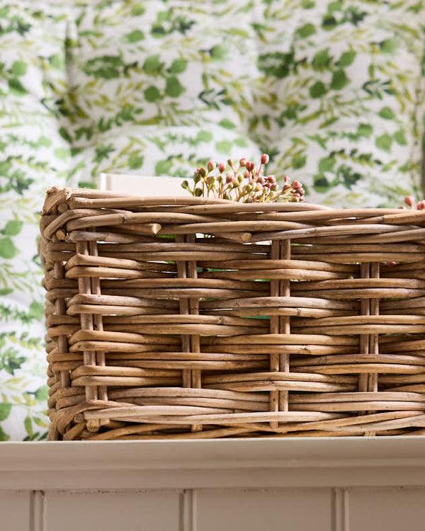 Dibor Small Grey Rattan Storage Basket