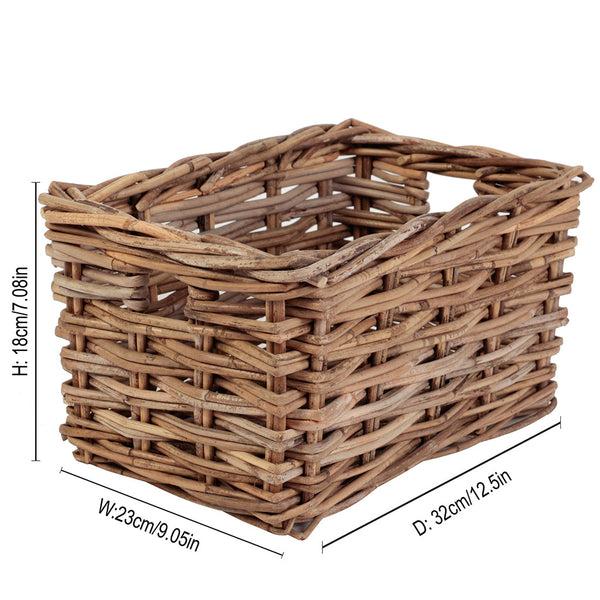 Dibor Small Grey Rattan Storage Basket
