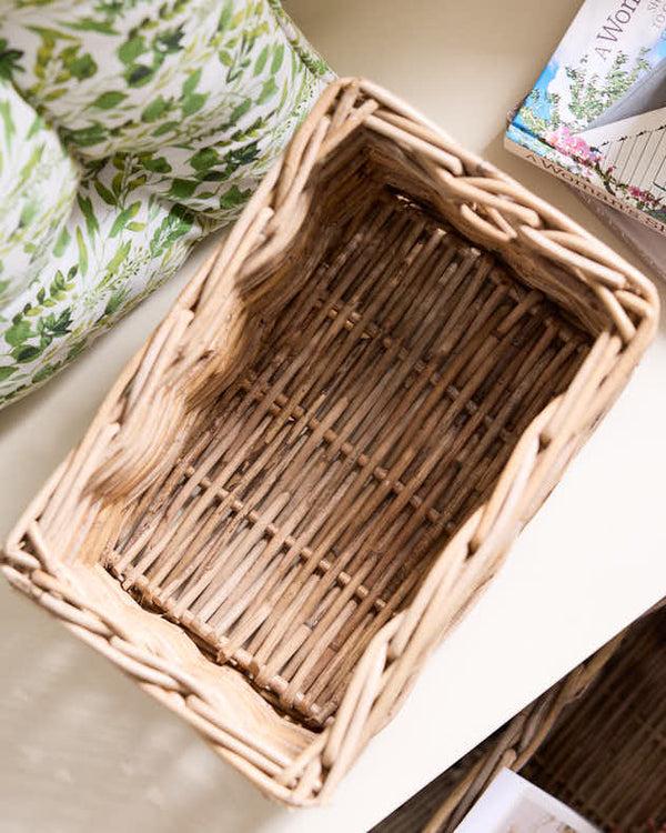 Dibor Small Grey Rattan Storage Basket