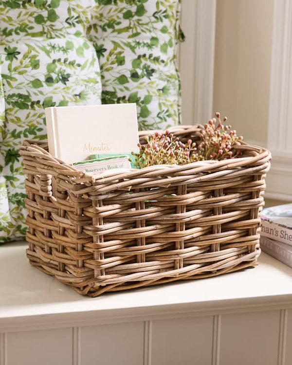 dibor Small Grey Rattan Storage Basket
