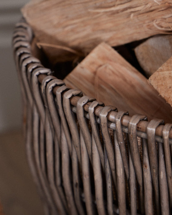 Dibor Small Rattan Log Basket With Handles