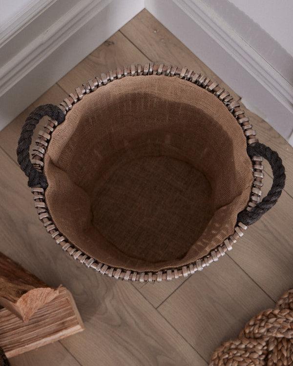 Dibor Small Rattan Log Basket With Handles