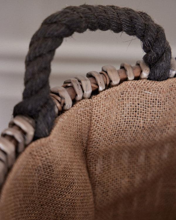 Dibor Small Rattan Log Basket With Handles