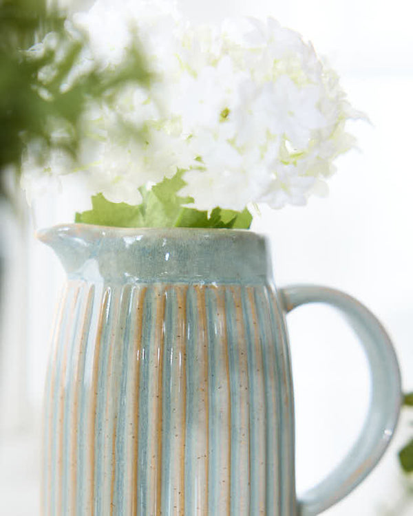 Dibor Small Ribbed Blue Pitcher Jug Vase