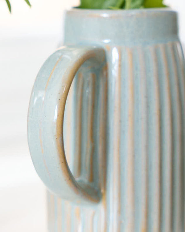 Dibor Small Ribbed Blue Pitcher Jug Vase