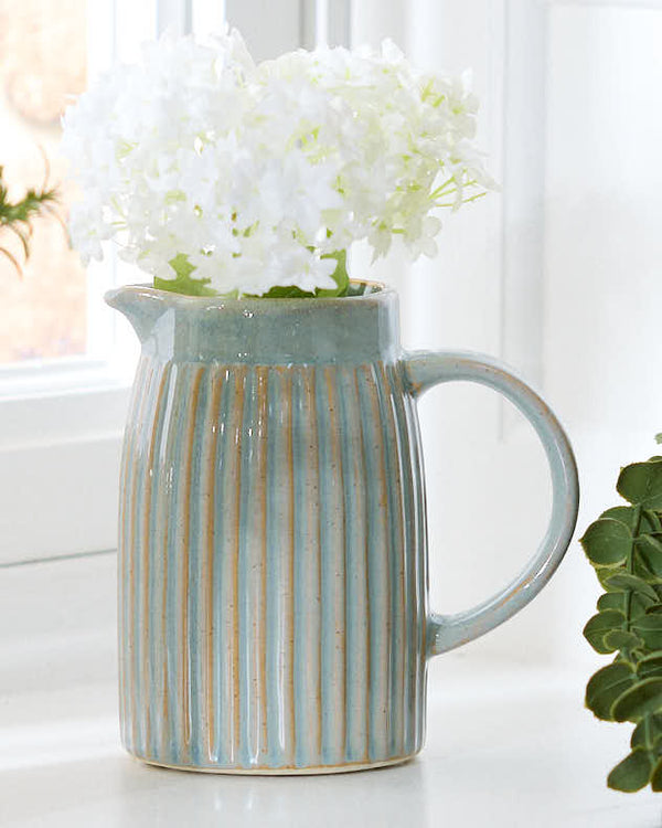 dibor Small Ribbed Blue Pitcher Jug Vase