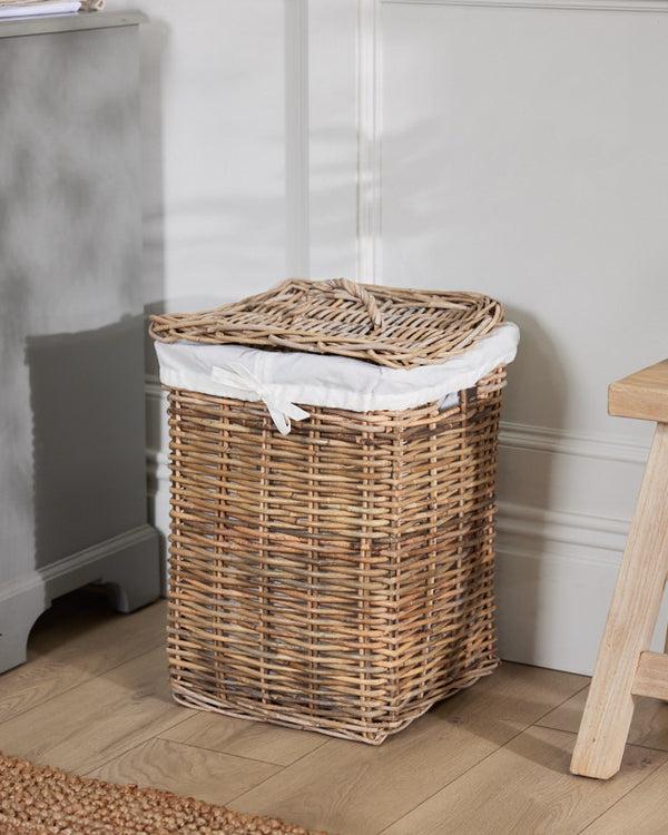 dibor Small Square Rattan Laundry Basket