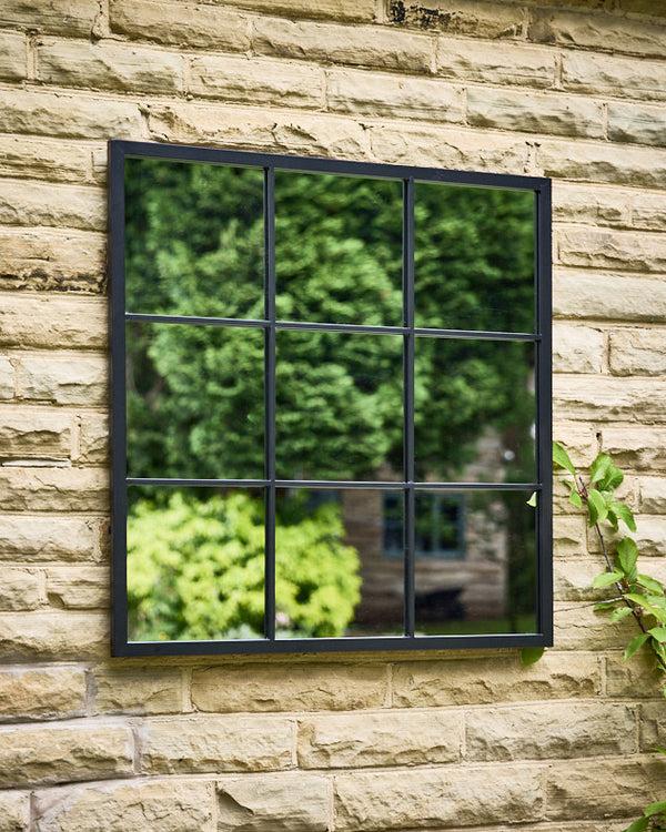 dibor Square Black Window Pane Mirror