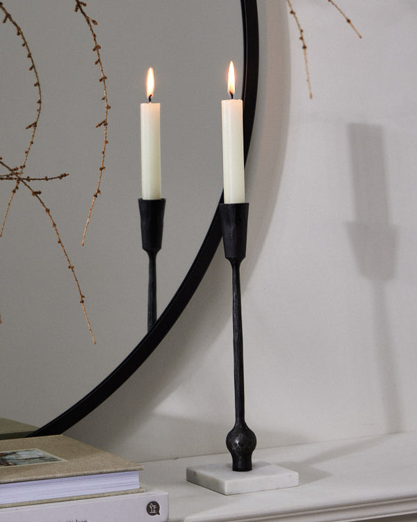 dibor Square Marble Base Black Candle Holder