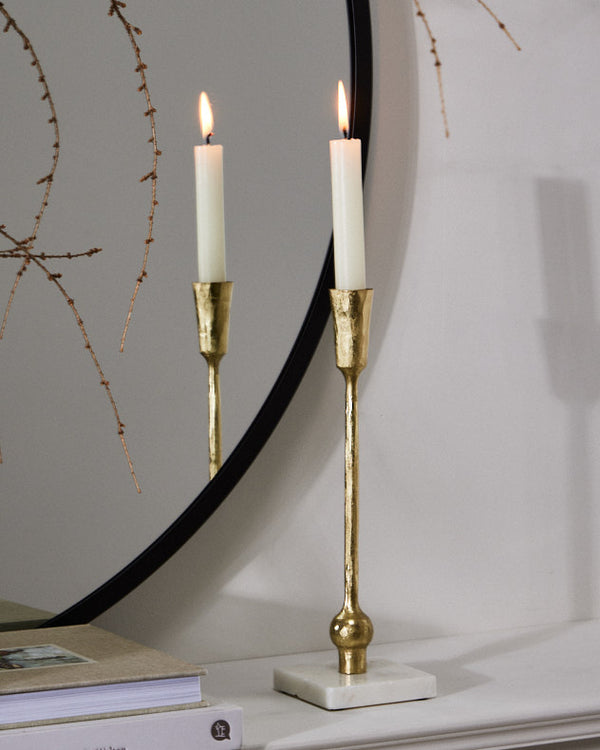 dibor Square Marble Base Gold Candle Holder