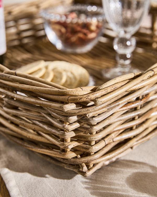Dibor Square Rattan Basket Serving Tray