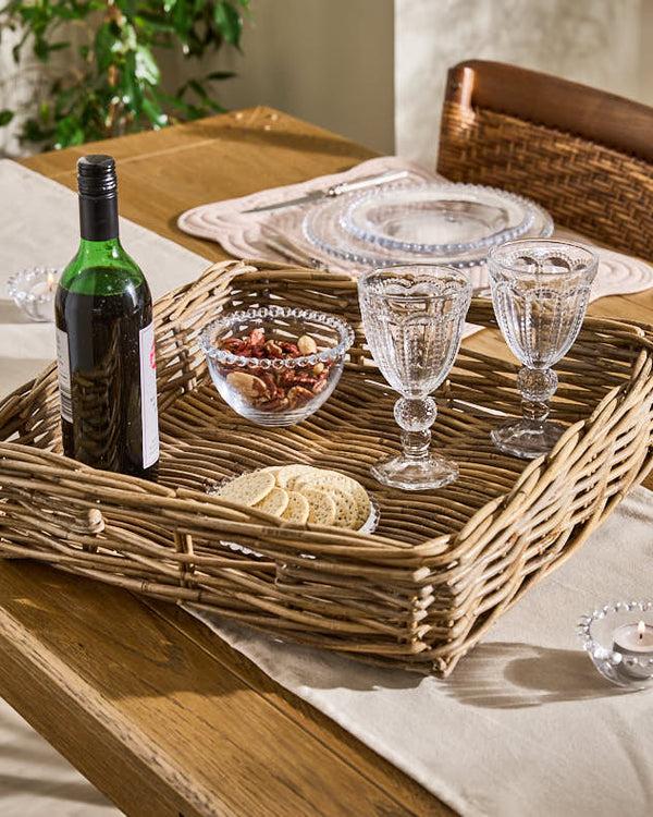 dibor Square Rattan Basket Serving Tray