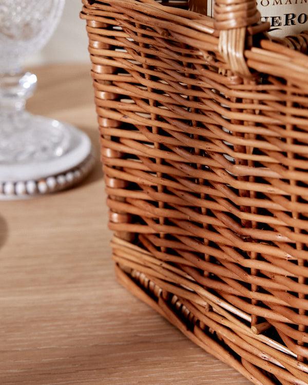 Dibor Steamed Wicker 4 Bottle Wine Carrier Basket