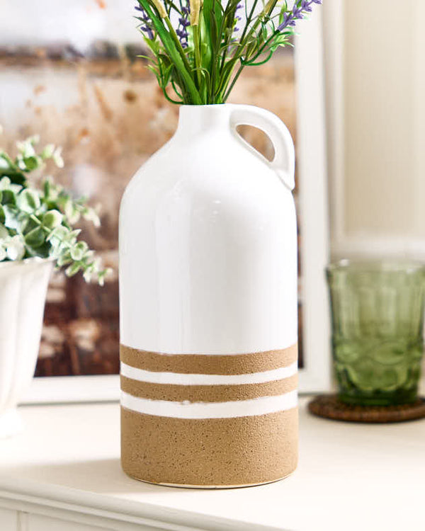 dibor Striped White Sandstone Vase