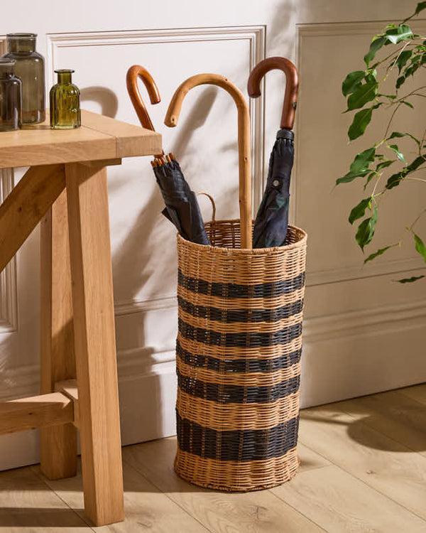 dibor Striped Wicker Umbrella Stand