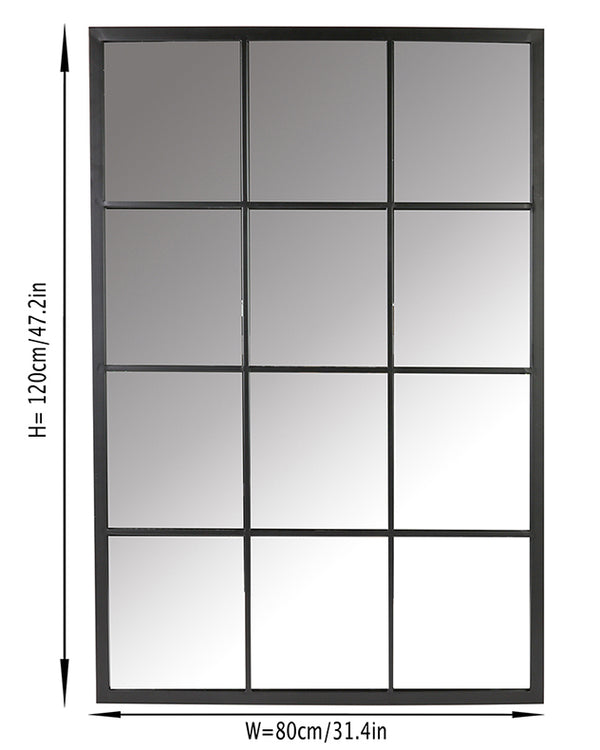 Dibor Tall Black Iron Window Mirror