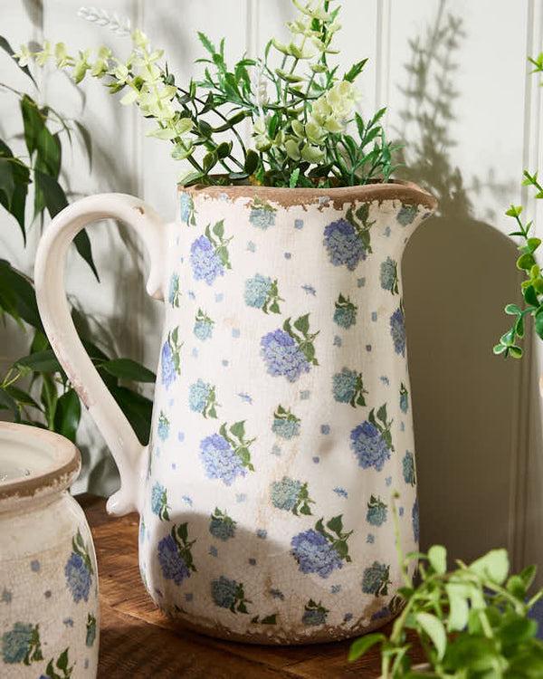 dibor Tall Blue Hydrangea Pitcher Vase