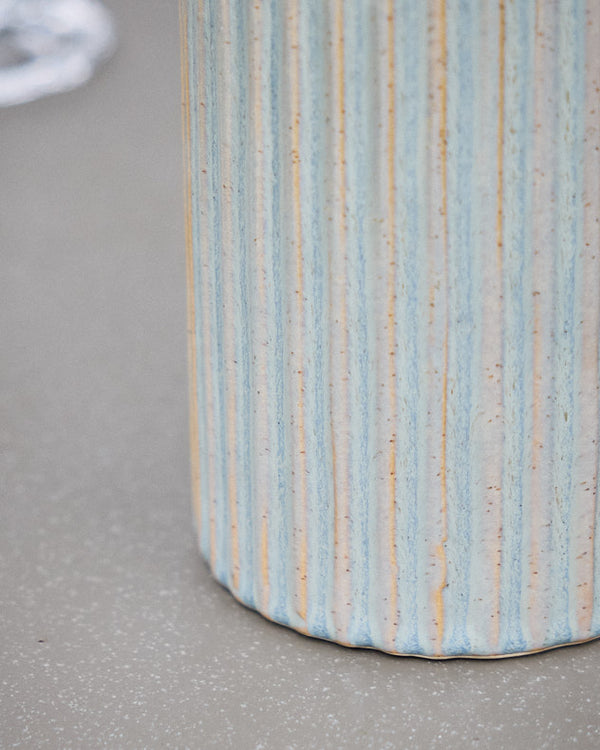 Dibor Tall Ribbed Blue Pitcher Jug Vase