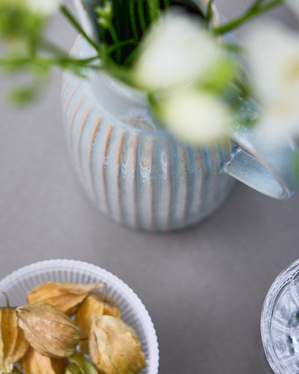 Dibor Tall Ribbed Blue Pitcher Jug Vase