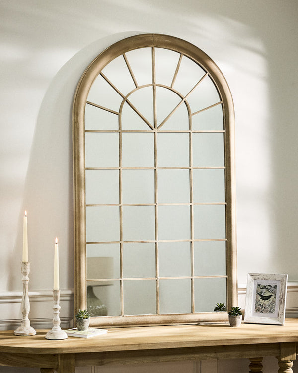 dibor Tall Round Arch Window Mirror