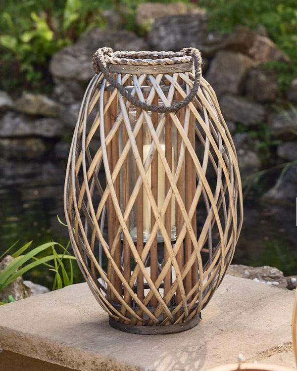 dibor Tall Willow Wicker Candle Lantern