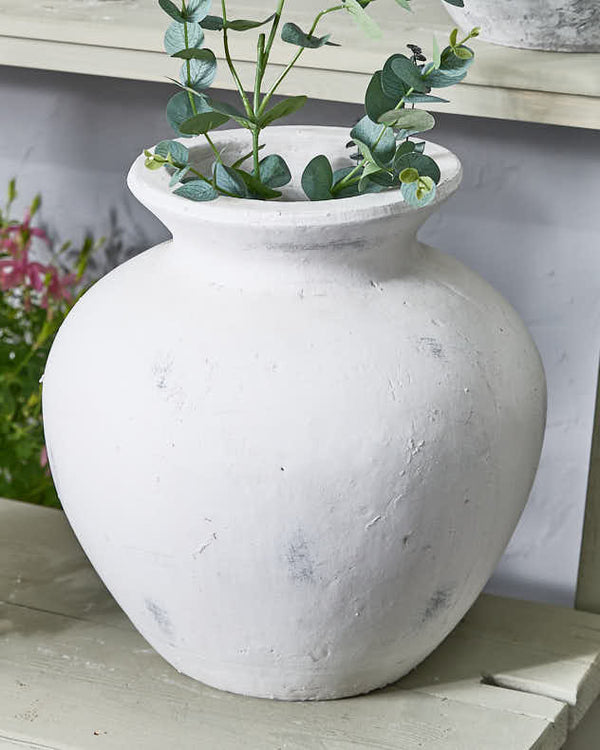 dibor Textured White Antique Style Vase