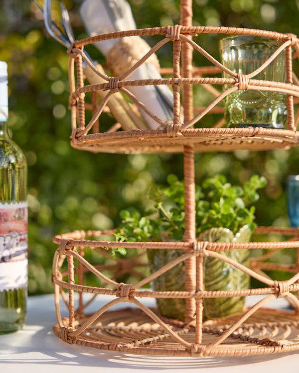 Dibor Three Tier Rattan Storage Tower