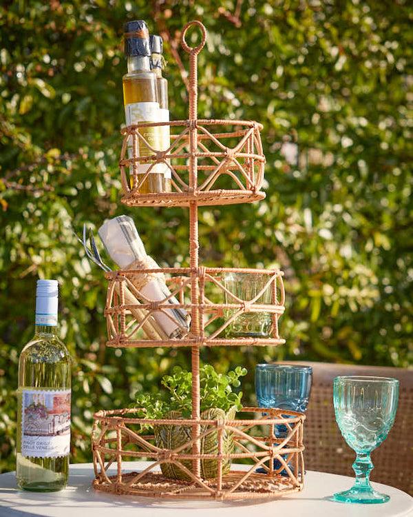 dibor Three Tier Rattan Storage Tower