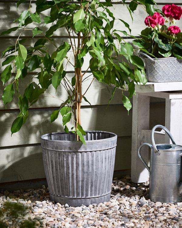 Dibor Toma Round Ribbed Metal Planter
