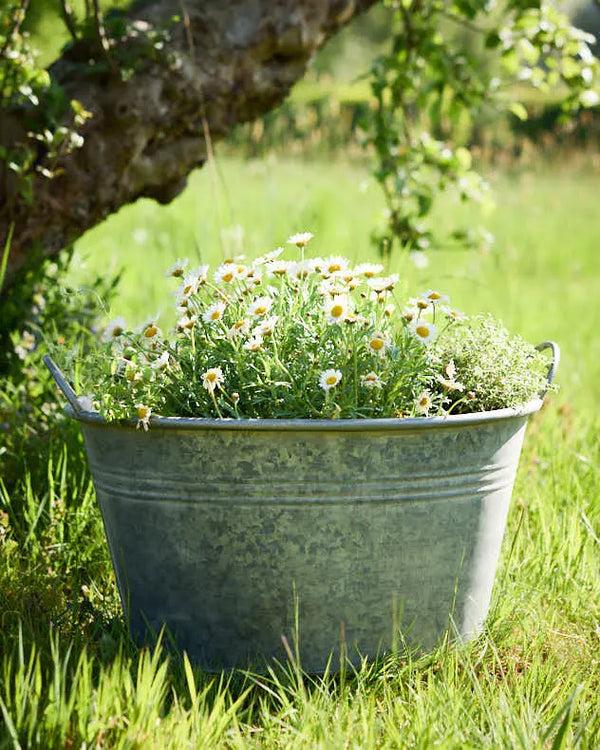 dibor Traditional Metal Planter Tub with Handles