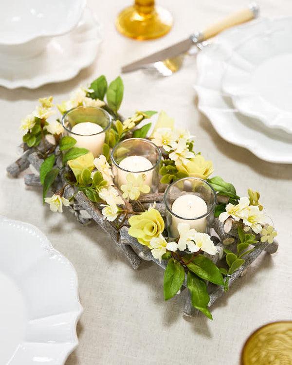 dibor Triple Hawthorn Floral Candle Holder