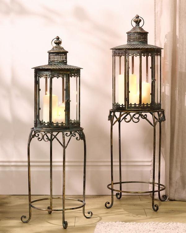 dibor Verdigris Candle Lantern on Stand