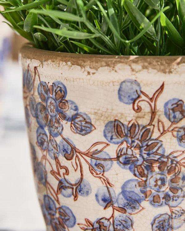 Dibor Vintage Blue Distressed Plant Pots