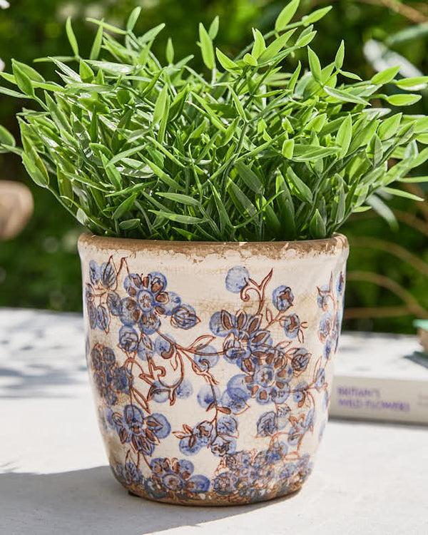 Dibor Vintage Blue Distressed Plant Pots