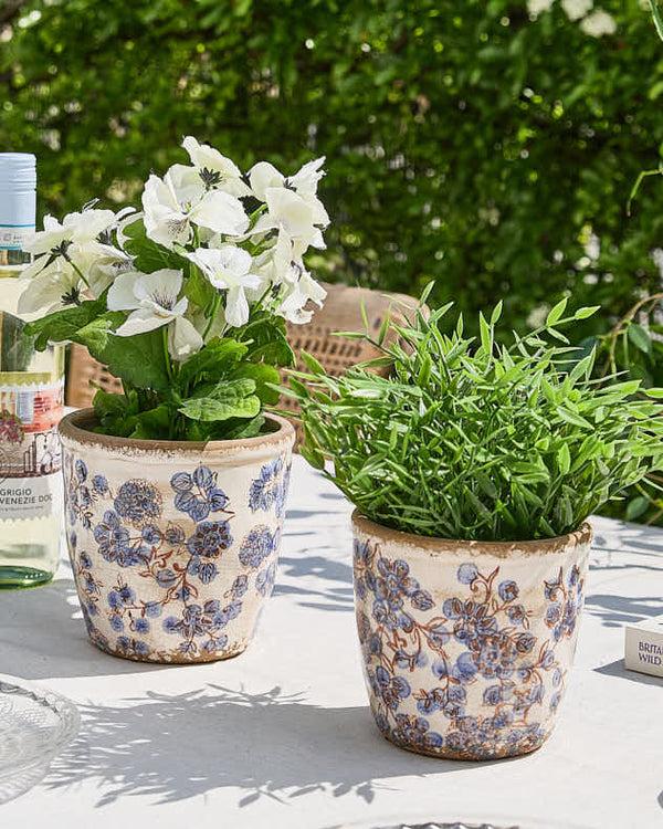 dibor Vintage Blue Distressed Plant Pots