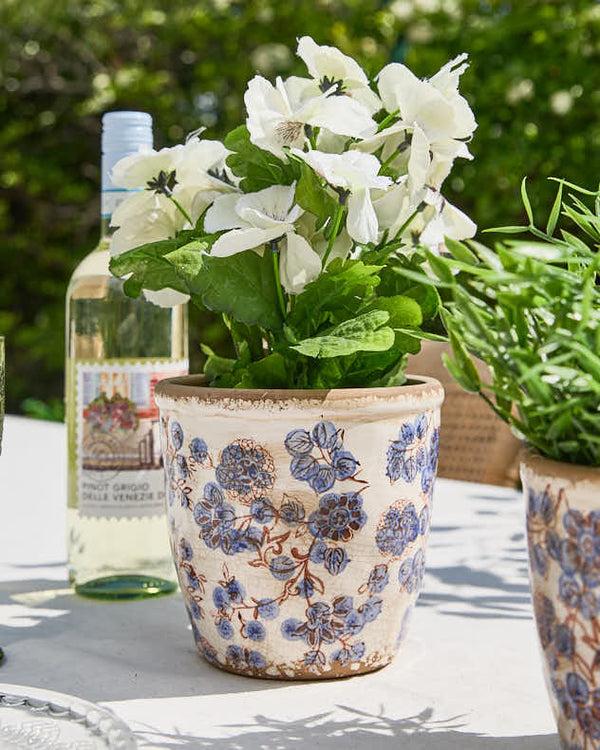 Dibor Vintage Blue Distressed Plant Pots