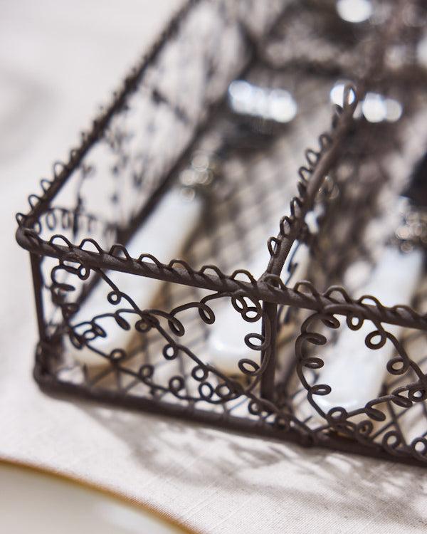 Dibor Vintage Brown Wire Cutlery Tray