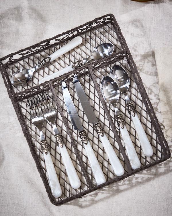 Dibor Vintage Brown Wire Cutlery Tray