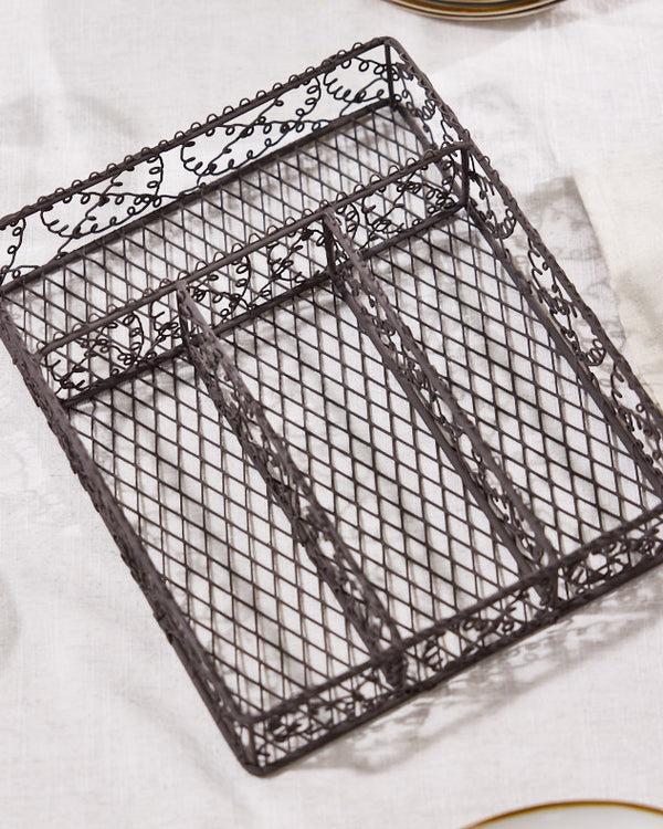 Dibor Vintage Brown Wire Cutlery Tray