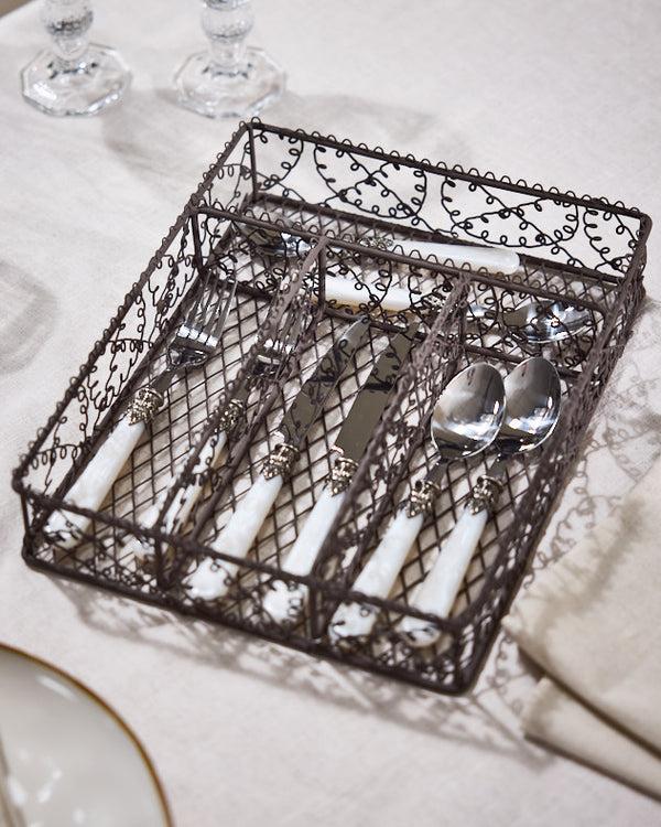 dibor Vintage Brown Wire Cutlery Tray