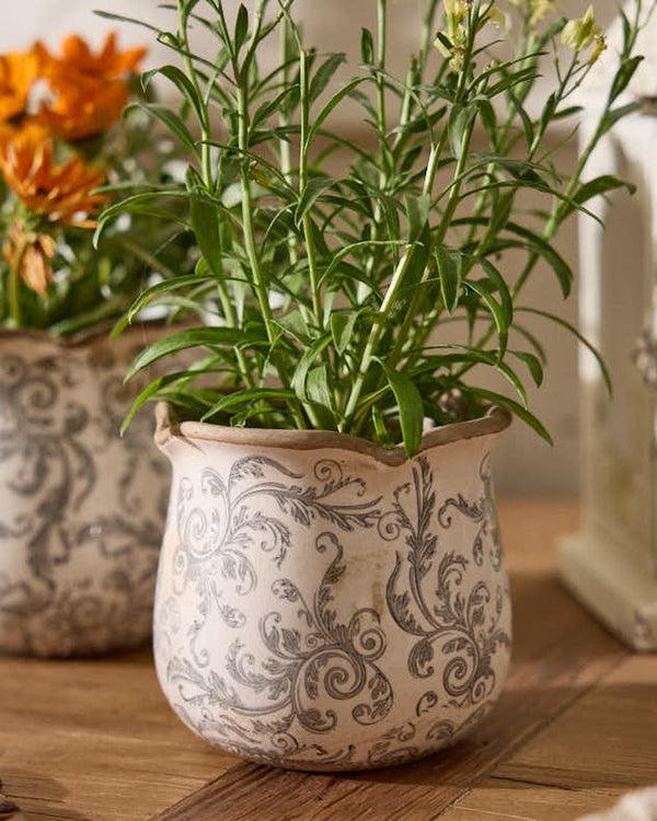 Dibor Vintage Grey Patterned Planter Collection