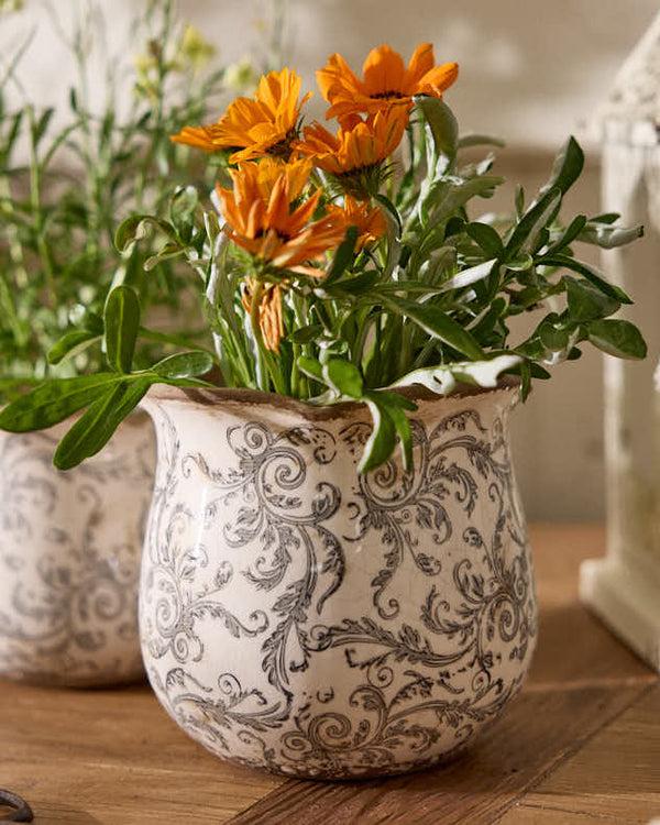 Dibor Vintage Grey Patterned Planter Collection
