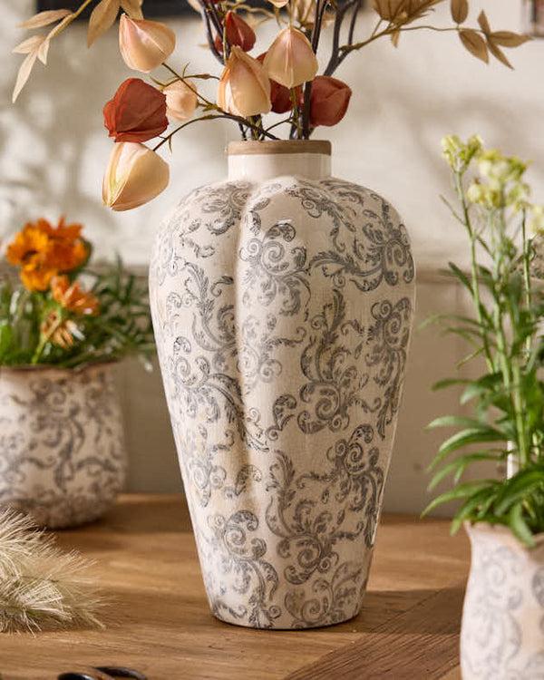 Dibor Vintage Grey Patterned Planter Collection