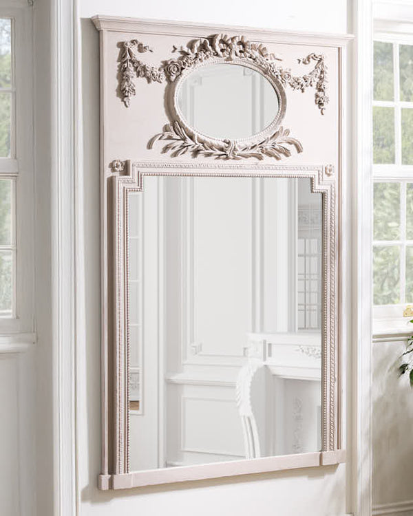 dibor Vintage Ornate Ivory Wall Mirror