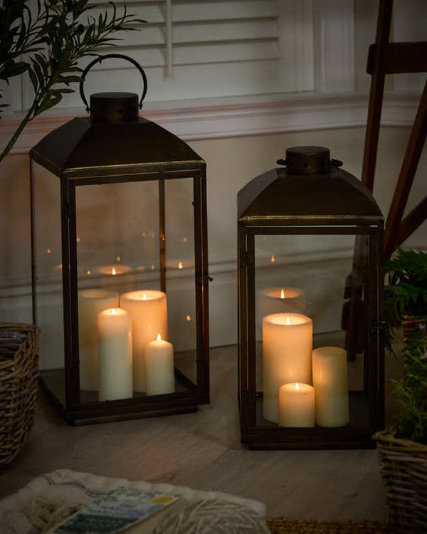 Dibor Vintage Style Brass Effect Lanterns