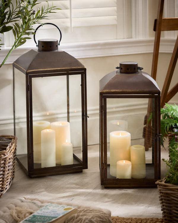 dibor Vintage Style Brass Effect Lanterns