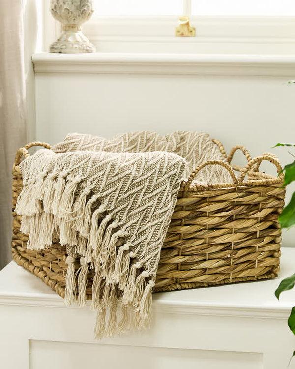 Dibor Water Hyacinth Scalloped Storage Baskets