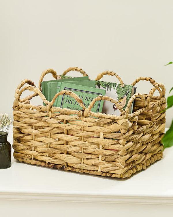 Dibor Water Hyacinth Scalloped Storage Baskets