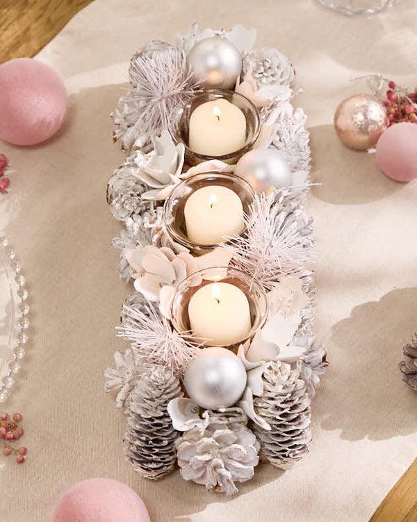 Dibor White Christmas Triple Candle Holder
