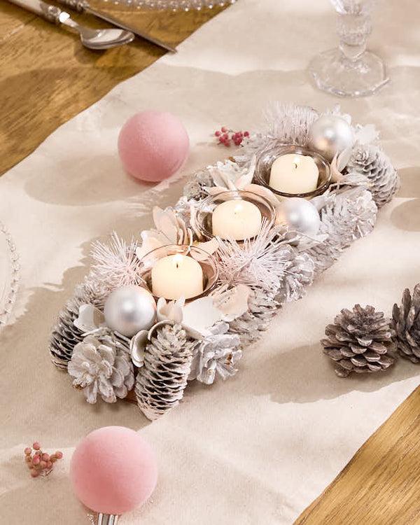 dibor White Christmas Triple Candle Holder
